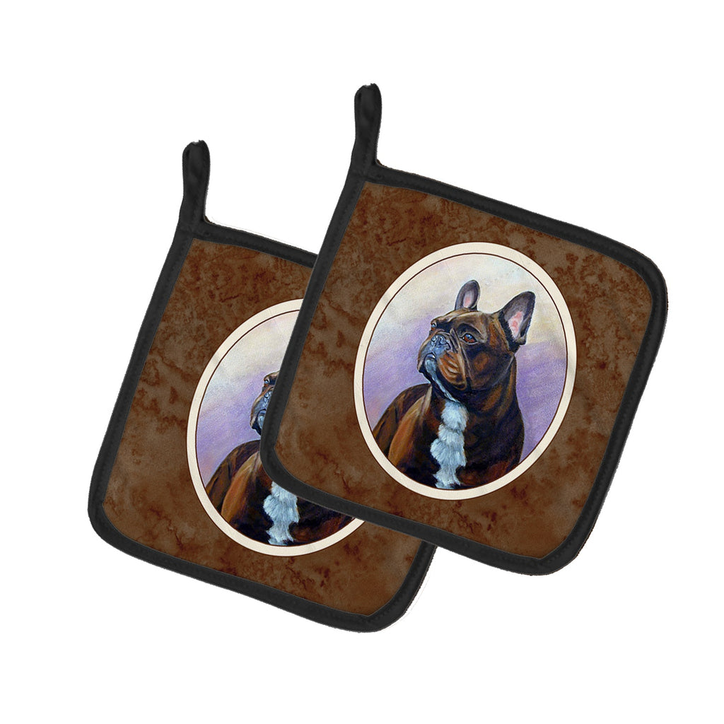 French Bulldog Pot Holder Set of 2 Heat Resistant Quilted Hot Pads 7.5 x 7.5 Inch, Insulated Kitchen Trivets for Cooking & Baking