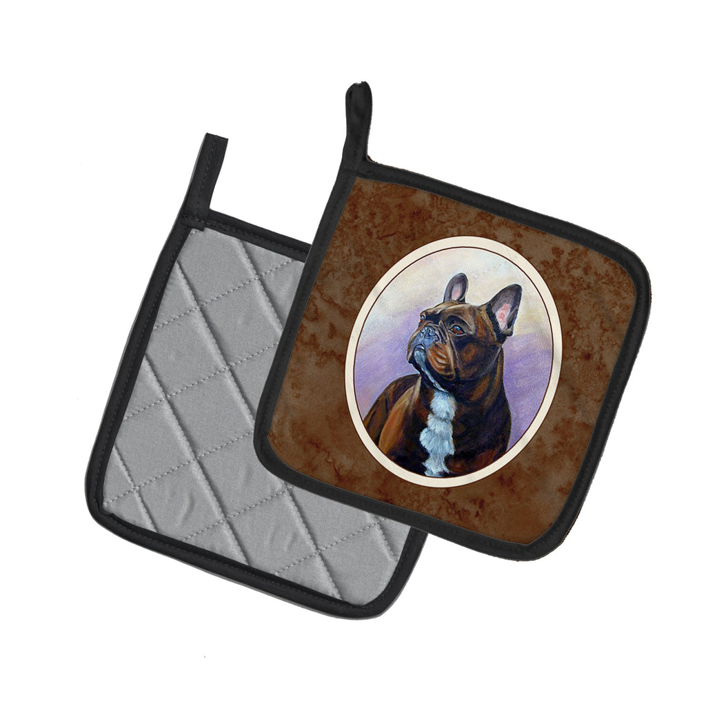French Bulldog Pot Holder Set of 2 Heat Resistant Quilted Hot Pads 7.5 x 7.5 Inch, Insulated Kitchen Trivets for Cooking & Baking