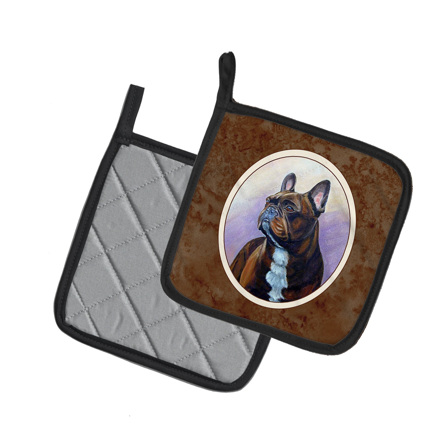 French Bulldog Pot Holder Set of 2 Heat Resistant Quilted Hot Pads 7.5 x 7.5 Inch, Insulated Kitchen Trivets for Cooking & Baking