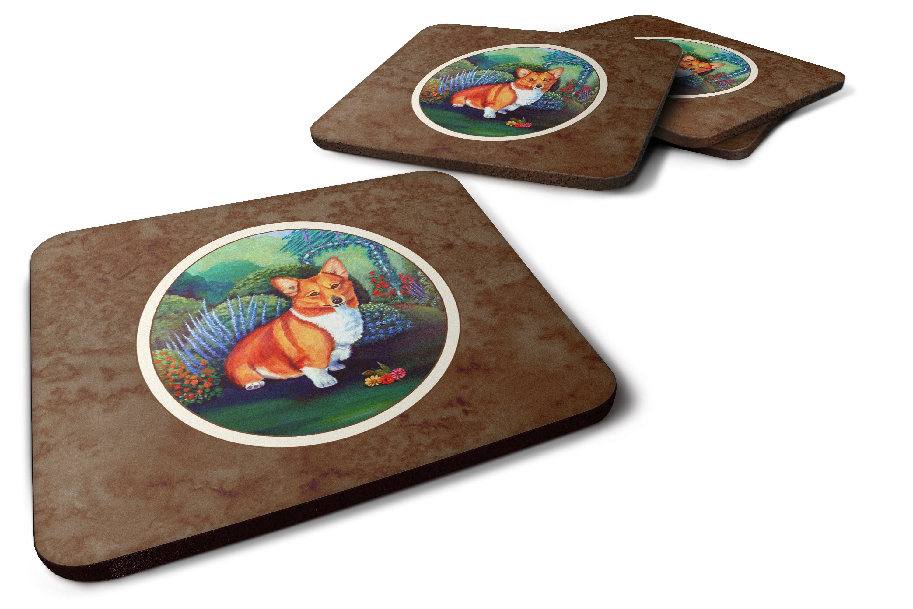 Corgi Foam Coasters Set of 4 Cup Coasters for Indoor Outdoor, Tabletop Protection, Anti Slip, Mouse pad Material