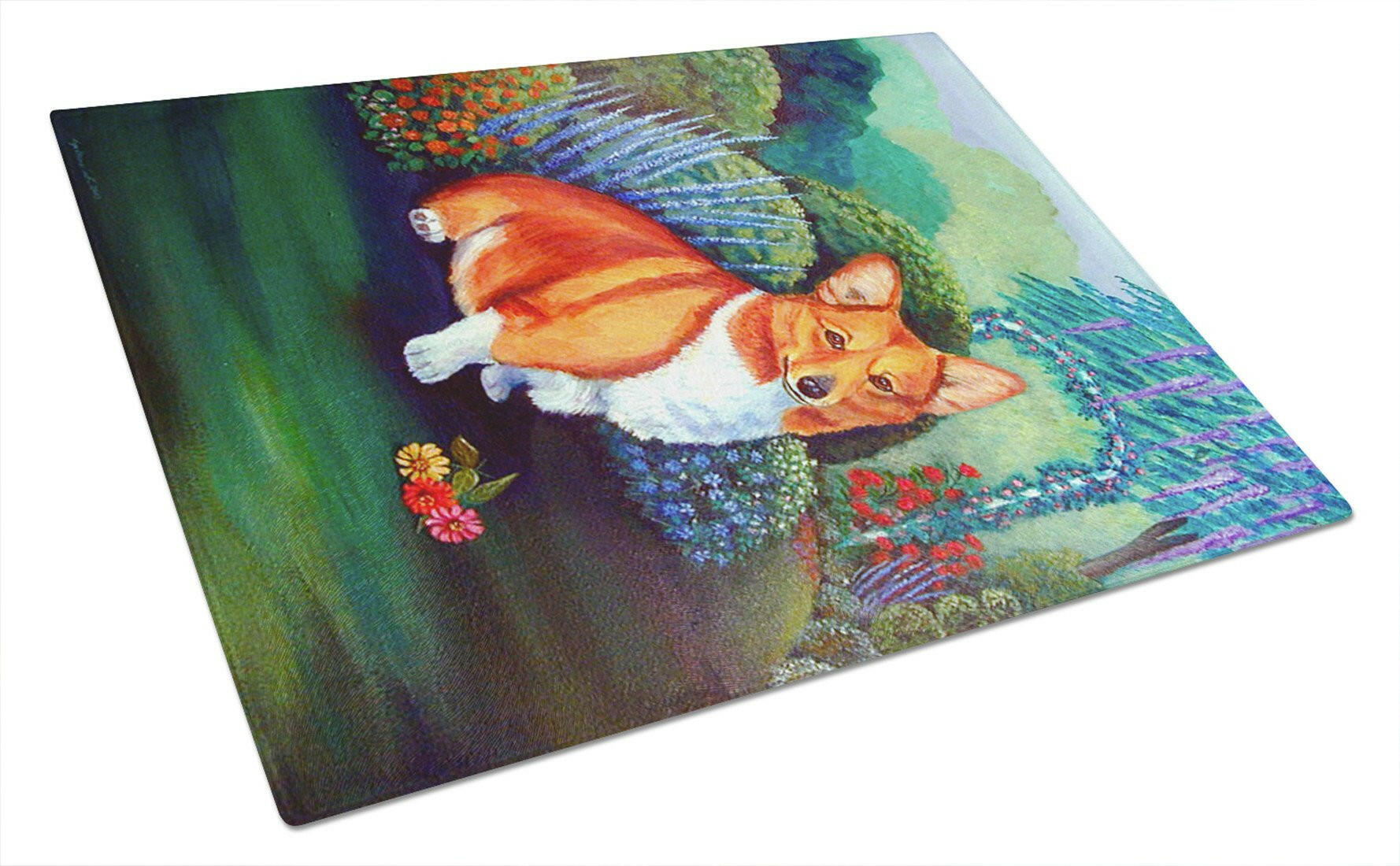 Corgi Cutting Board Tempered Glass Kitchen Cutting Surface, Heat Resistant Chopping, Non-Slip Feet, Food Prep & Serving