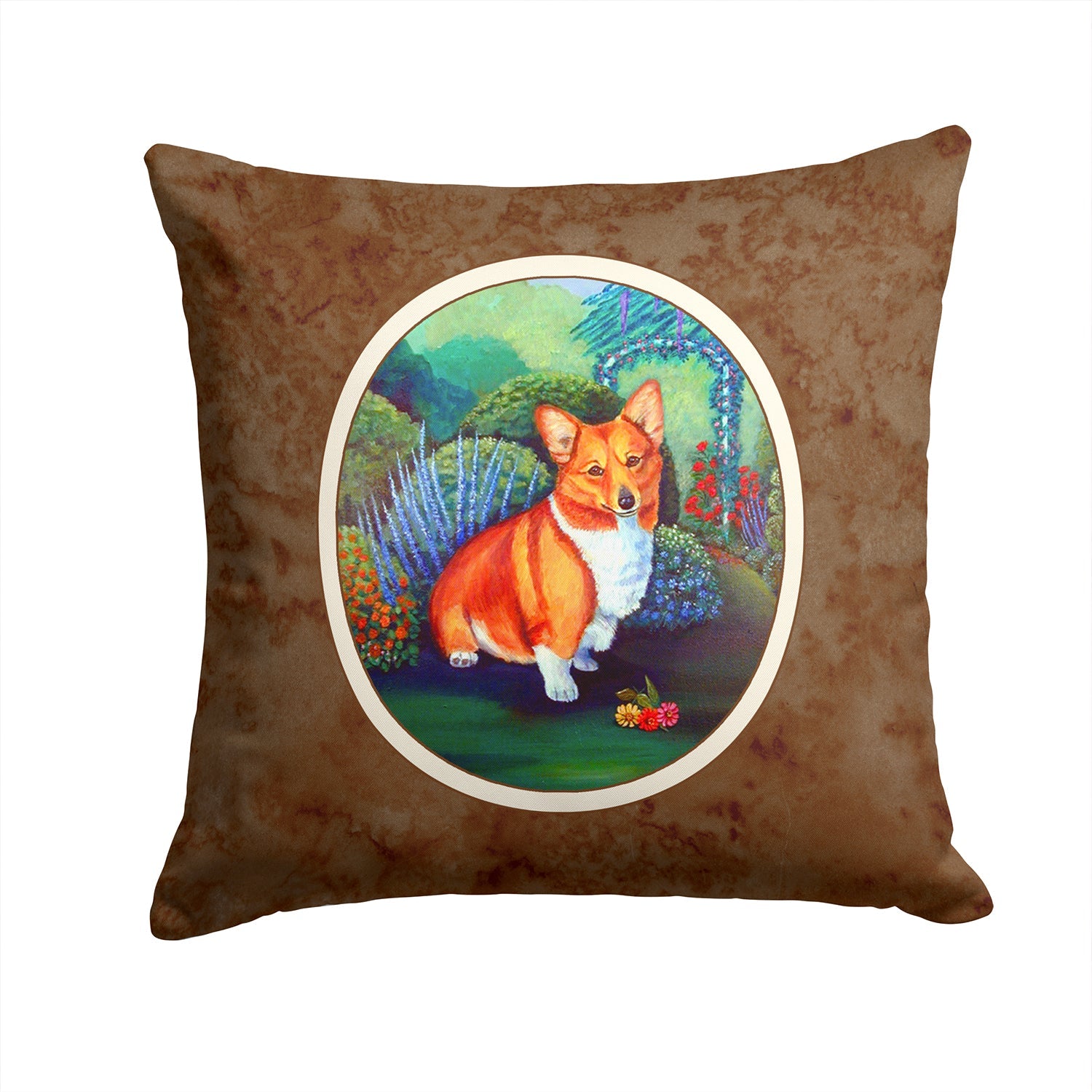 Corgi Decorative Throw Pillow 14x14 Indoor Outdoor Accent Cushion, Fabric Cover with Insert for Sofa, Bed, Porch & Living Room