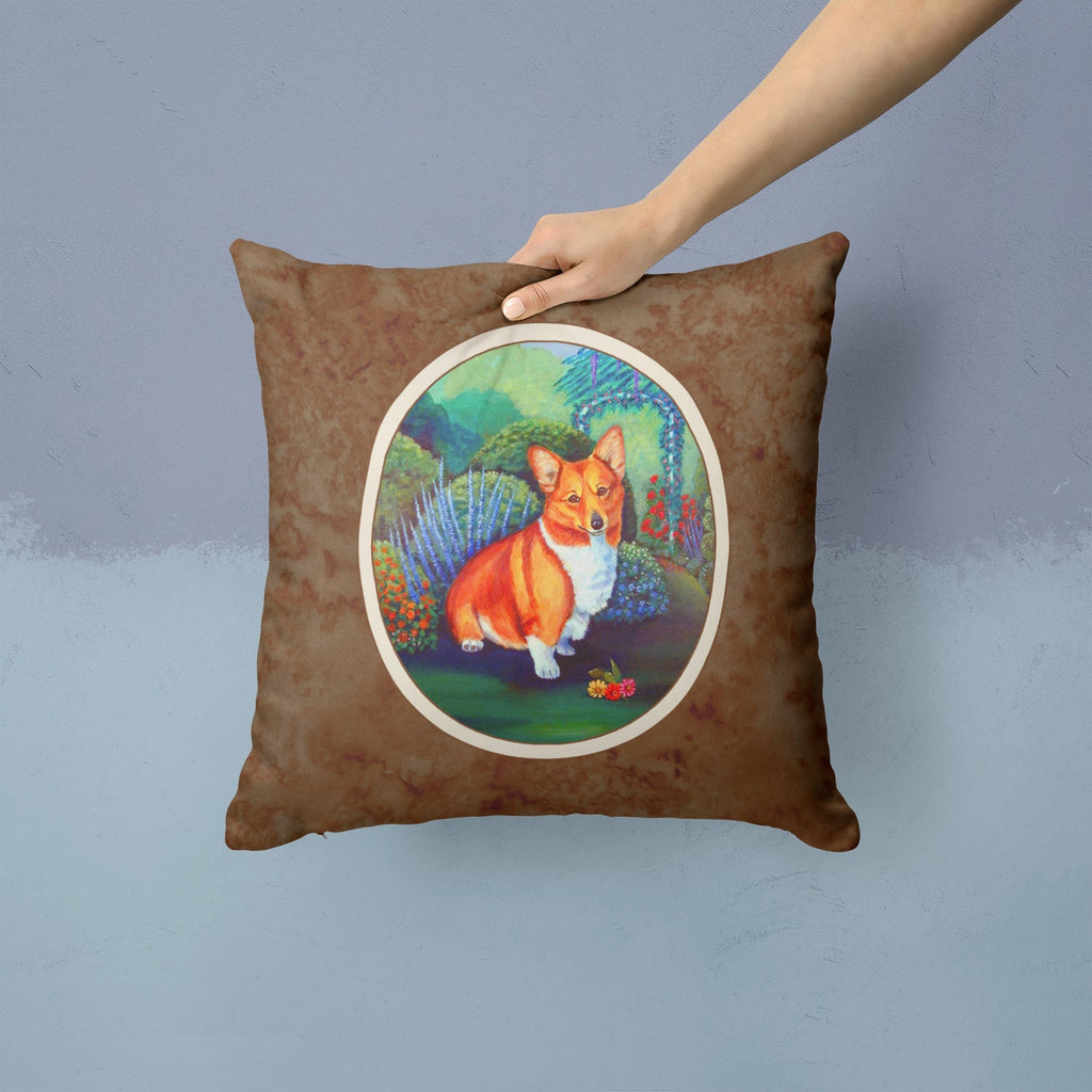 Corgi Decorative Throw Pillow 14x14 Indoor Outdoor Accent Cushion, Fabric Cover with Insert for Sofa, Bed, Porch & Living Room