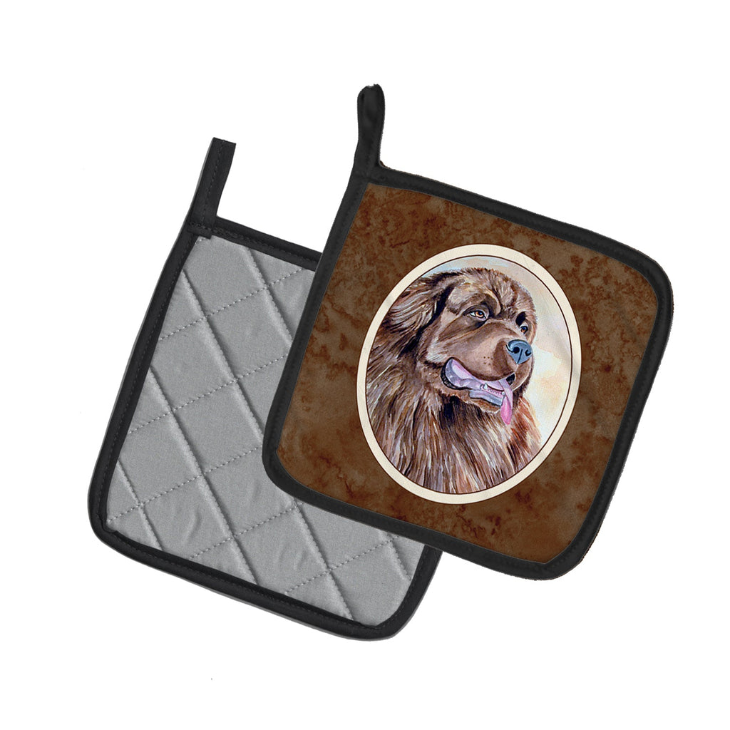 Newfoundland Pot Holder Set of 2 Heat Resistant Quilted Hot Pads 7.5 x 7.5 Inch, Insulated Kitchen Trivets for Cooking & Baking