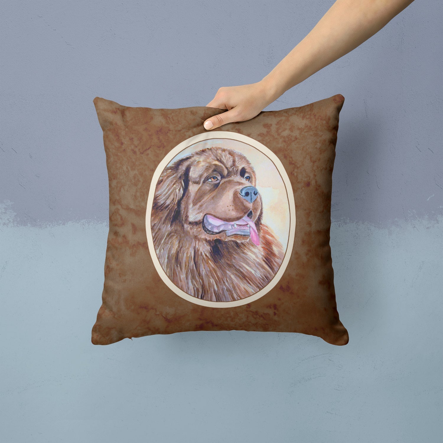 Newfoundland Decorative Throw Pillow 14x14 Indoor Outdoor Accent Cushion, Fabric Cover with Insert for Sofa, Bed, Porch & Living Room