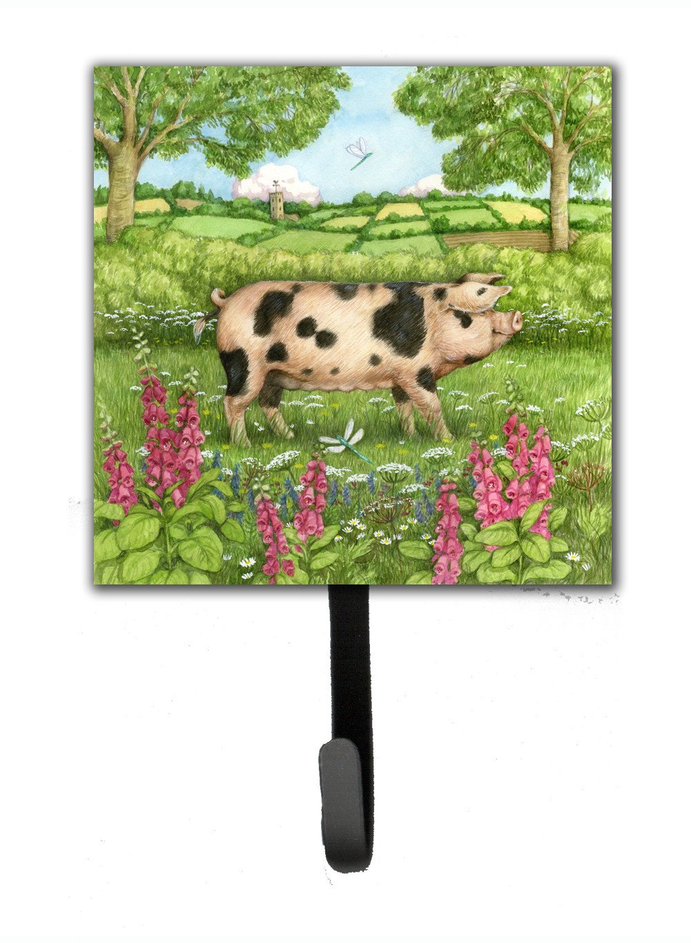 Pigs Meadowsweet by Debbie Cook Leash or Key Holder Wall Hooks, Key Hooks Holder, Coat Rack Wall Mount, Coat Hooks, Hooks for Hanging Keys, Towels, Aprons, Leashes