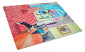 Lady with her Boston Terrier Cutting Board Tempered Glass Kitchen Cutting Surface, Heat Resistant Chopping, Non-Slip Feet, Food Prep & Serving