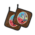 Lady with her Boston Terrier Pot Holder Set of 2 Heat Resistant Quilted Hot Pads 7.5 x 7.5 Inch, Insulated Kitchen Trivets for Cooking & Baking