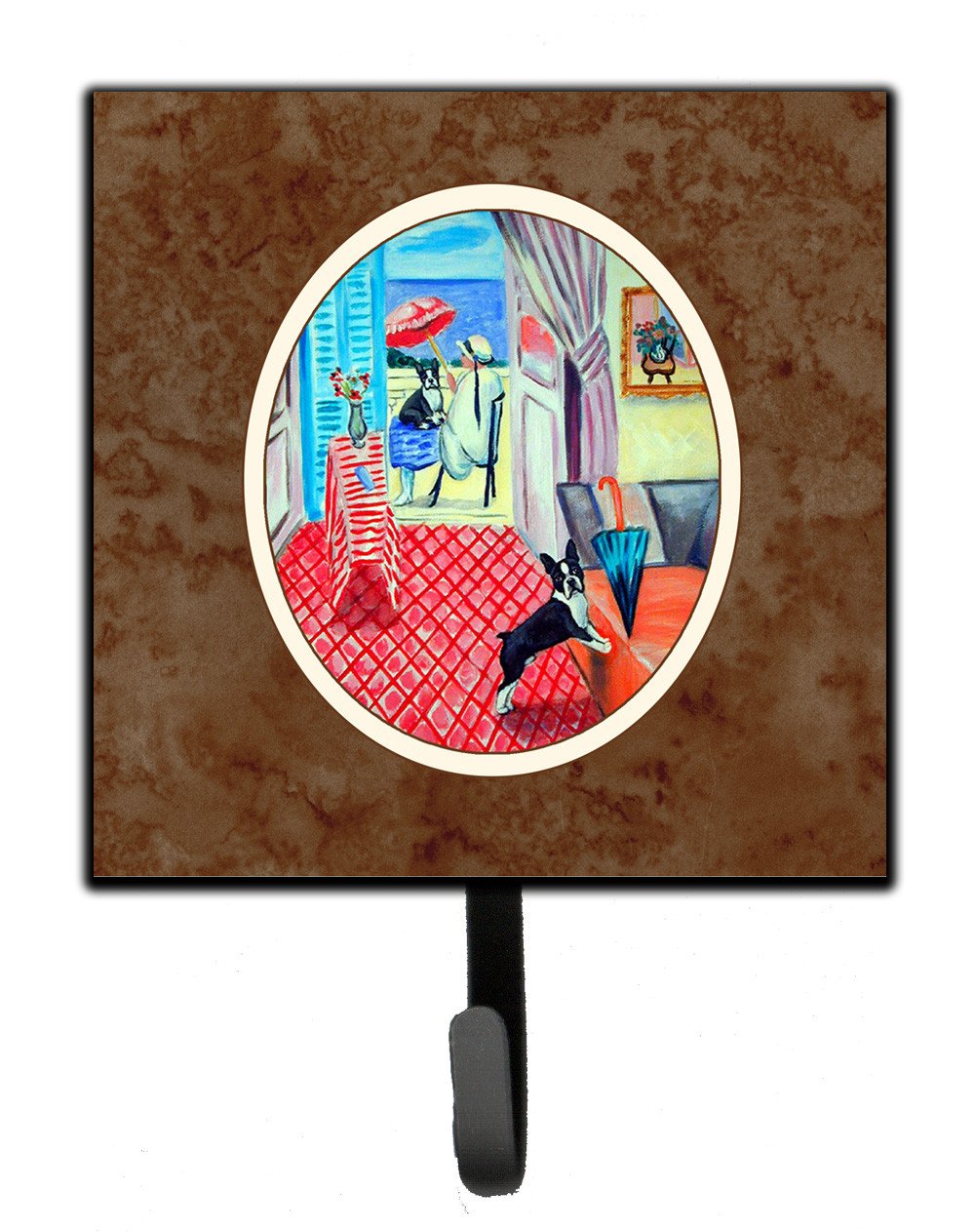 Lady with her Boston Terrier Leash or Key Holder Wall Hooks, Key Hooks Holder, Coat Rack Wall Mount, Coat Hooks, Hooks for Hanging Keys, Towels, Aprons, Leashes