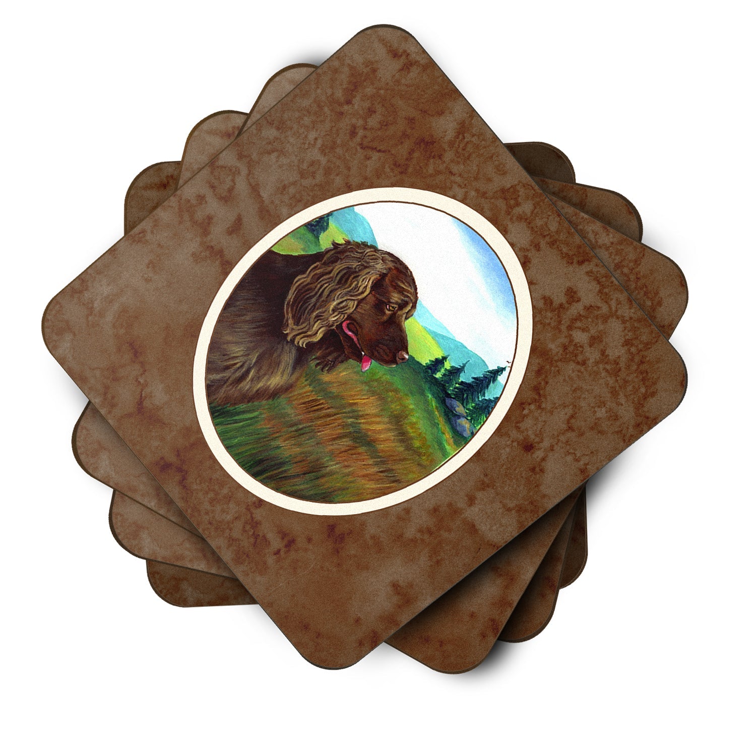 Sussex Spaniel Foam Coasters Set of 4 Cup Coasters for Indoor Outdoor, Tabletop Protection, Anti Slip, Mouse pad Material