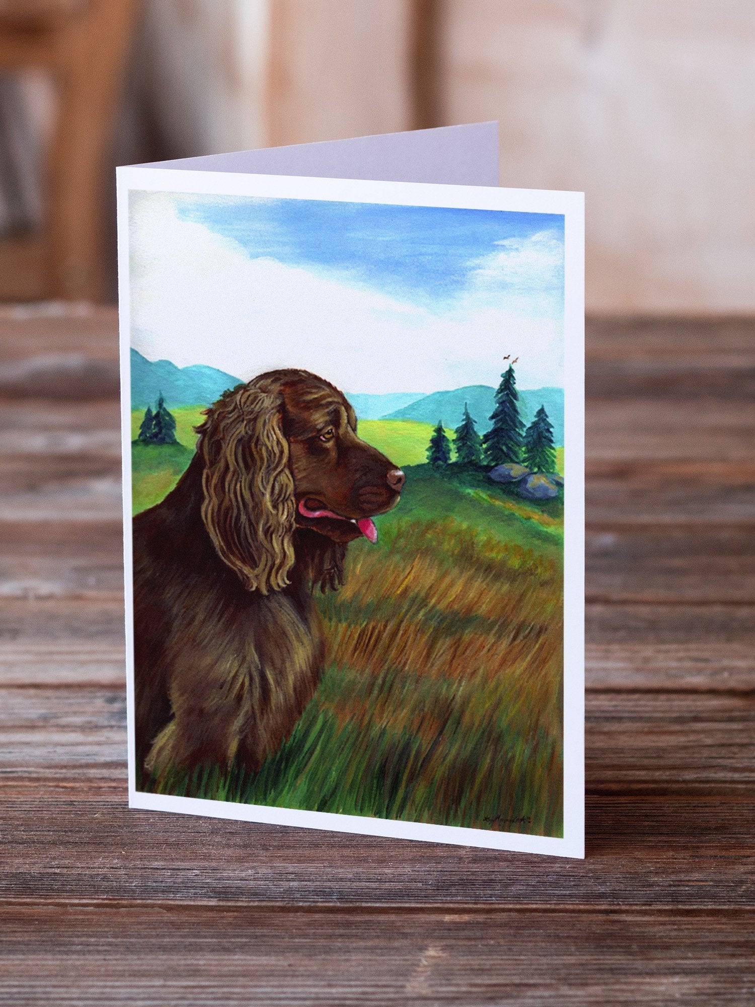 Sussex Spaniel Greeting Cards Pack of 8 Blank Cards with Envelopes Whimsical A7 Size 5x7
