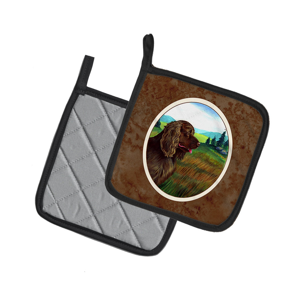 Sussex Spaniel Pot Holder Set of 2 Heat Resistant Quilted Hot Pads 7.5 x 7.5 Inch, Insulated Kitchen Trivets for Cooking & Baking