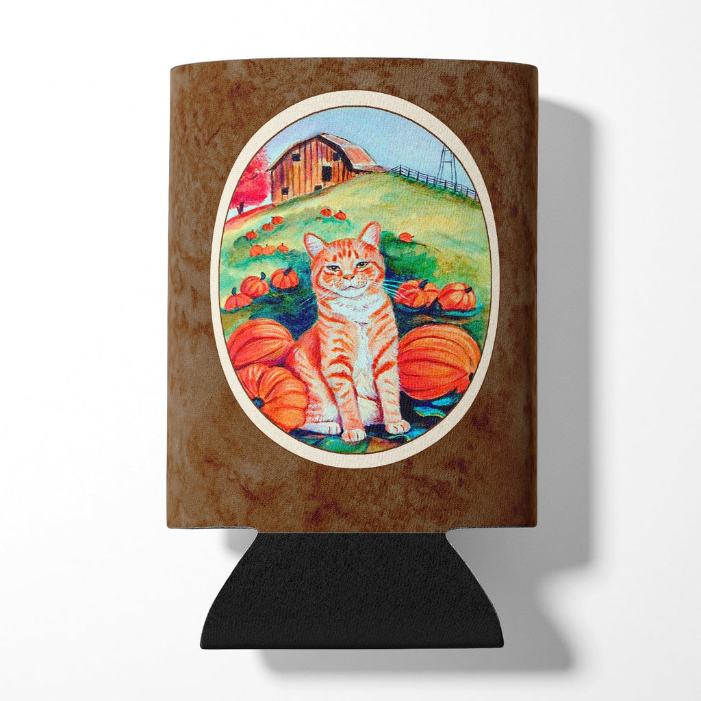Tabby Cat in Pumpins Can or Bottle Hugger Cooler Sleeve for Standard 12 oz Cans, Insulated Foam Beer & Soda Can Hugger Reusable