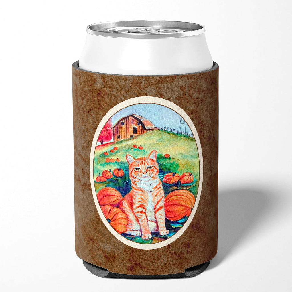 Tabby Cat in Pumpins Can or Bottle Hugger Cooler Sleeve for Standard 12 oz Cans, Insulated Foam Beer & Soda Can Hugger Reusable