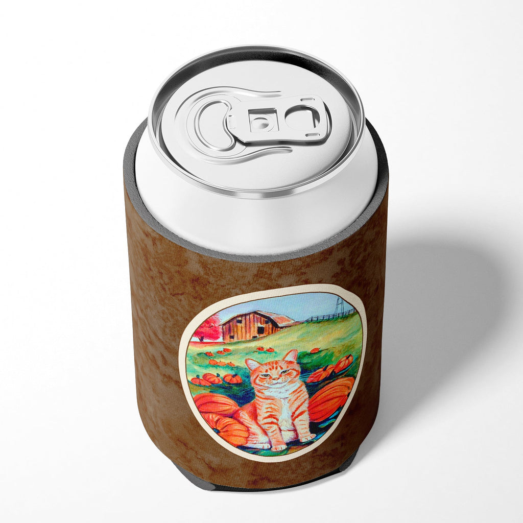 Tabby Cat in Pumpins Can or Bottle Hugger Cooler Sleeve for Standard 12 oz Cans, Insulated Foam Beer & Soda Can Hugger Reusable