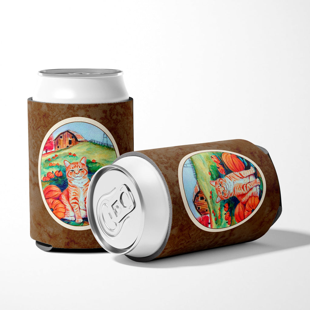 Tabby Cat in Pumpins Can or Bottle Hugger Cooler Sleeve for Standard 12 oz Cans, Insulated Foam Beer & Soda Can Hugger Reusable