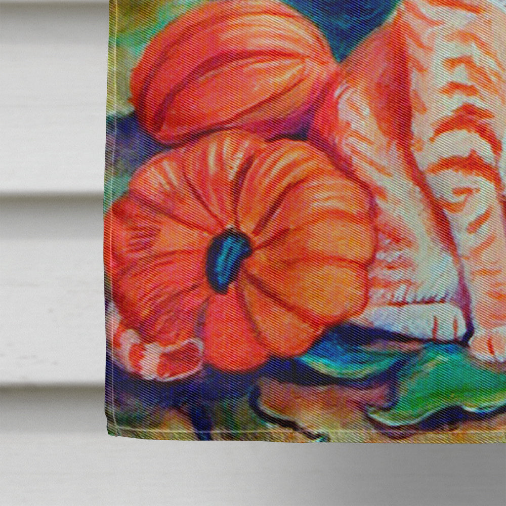 Tabby Cat in Pumpins House Flag 28x40 Porch Sleeve Pole Decorative Outside Yard Banner Artwork Wall Hanging, Polyester