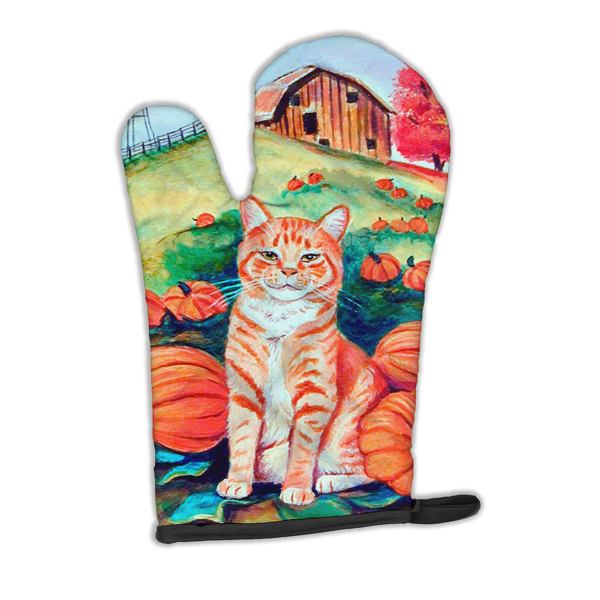 Tabby Cat in Pumpins Oven Mitt Heat Resistant Thick Oven Mitt for Hot Pans and Oven, Kitchen Mitt Protect Hands, Cooking Baking Glove