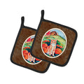 Tabby Cat in Pumpins Pot Holder Set of 2 Heat Resistant Quilted Hot Pads 7.5 x 7.5 Inch, Insulated Kitchen Trivets for Cooking & Baking