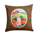 Tabby Cat in Pumpins Decorative Throw Pillow 14x14 Indoor Outdoor Accent Cushion, Fabric Cover with Insert for Sofa, Bed, Porch & Living Room