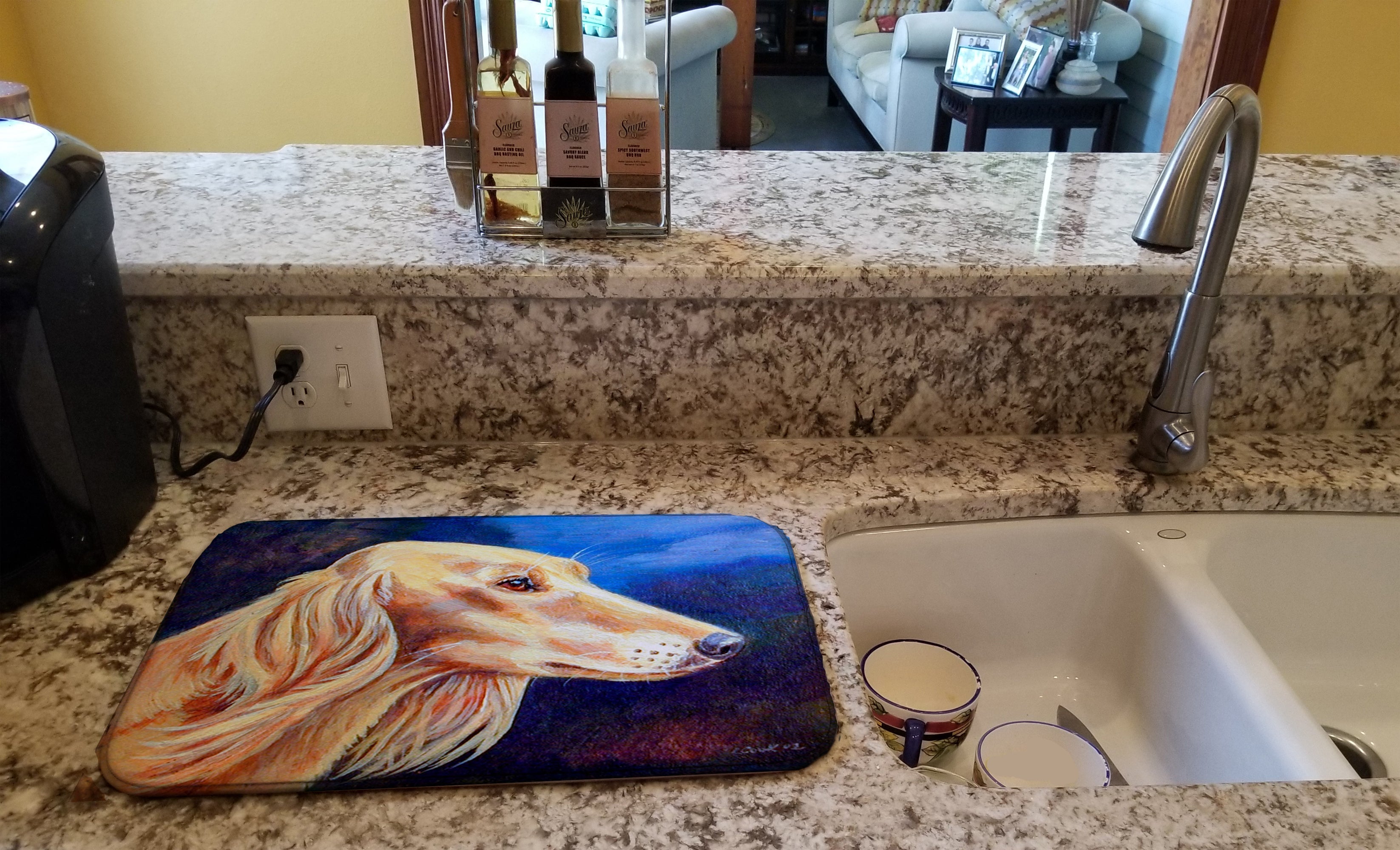 Saluki Dish Drying Mat Absorbent Dish Drying Mat Pad for Kitchen Counter Dish Drainer Mat for Countertop, 14 x 21", Multicolor