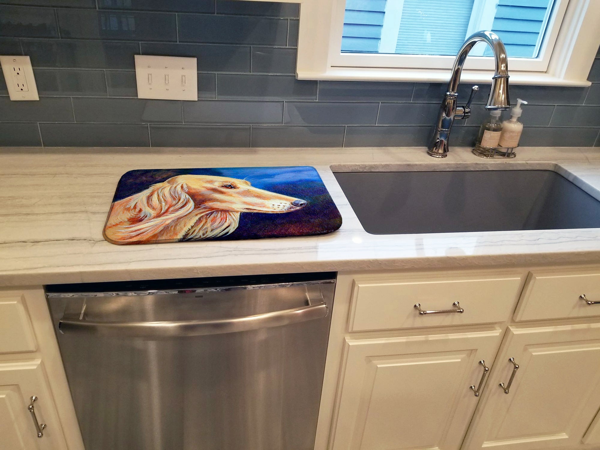 Saluki Dish Drying Mat Absorbent Dish Drying Mat Pad for Kitchen Counter Dish Drainer Mat for Countertop, 14 x 21", Multicolor