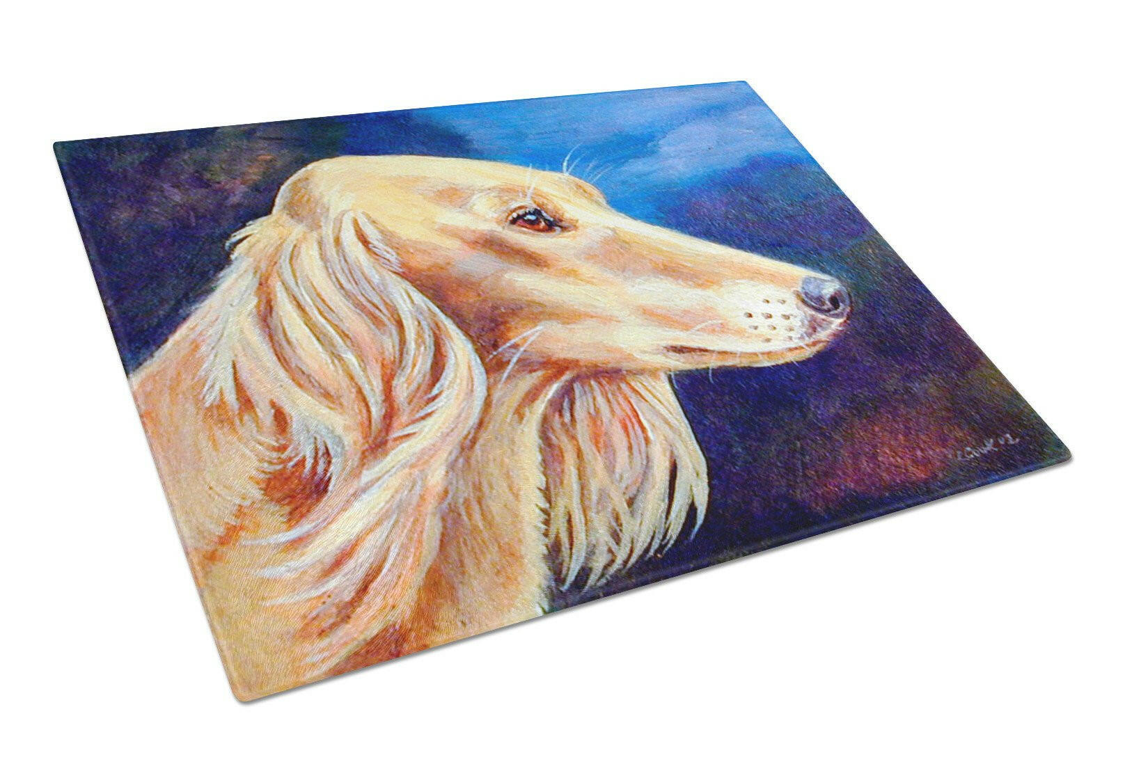 Saluki Cutting Board Tempered Glass Kitchen Cutting Surface, Heat Resistant Chopping, Non-Slip Feet, Food Prep & Serving