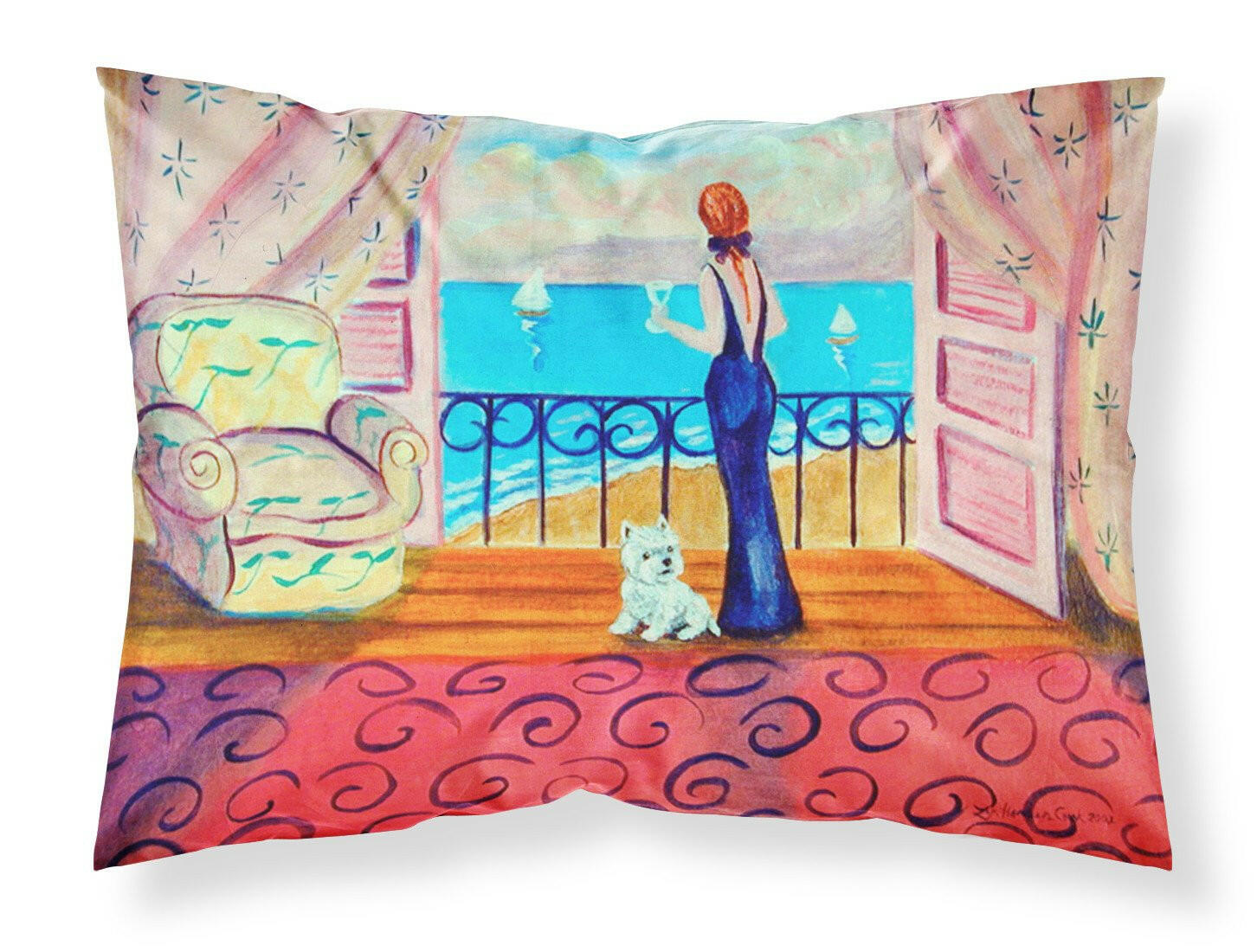 Westie with Mom and a view Standard Pillowcase Lightweight Super Soft Easy Care Decorative Artwork Pillowcase, Standard