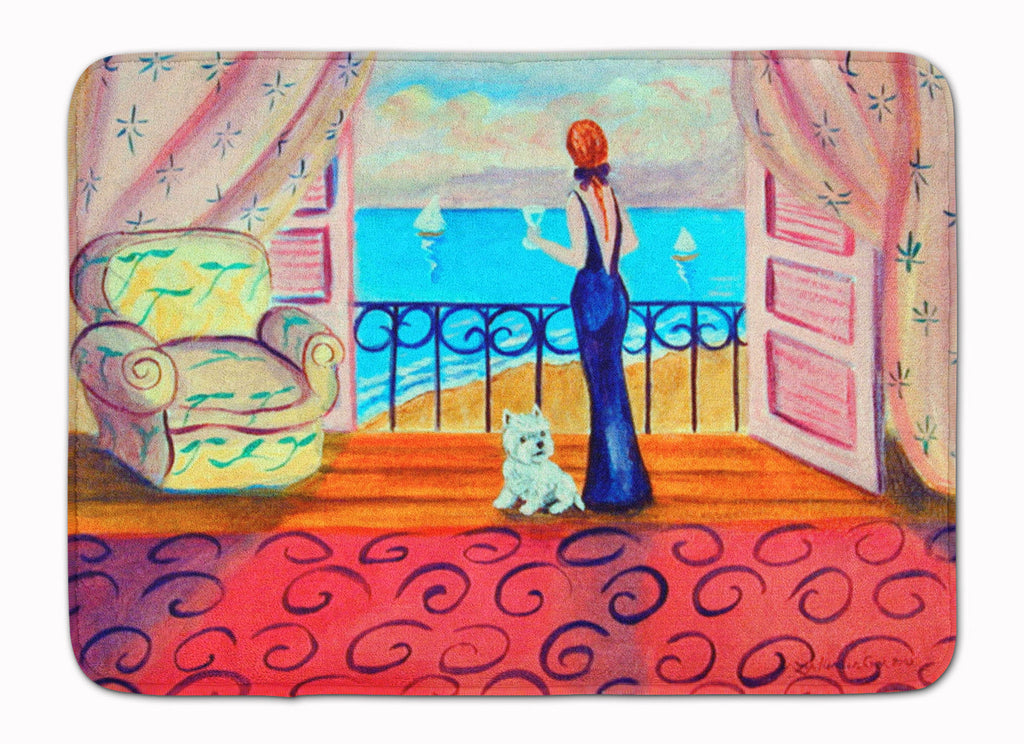 Westie with Mom and a view Memory Foam Kitchen Mat Machine Washable Anti-Fatigue Cushion Comfort Bath or Kitchen Rug
