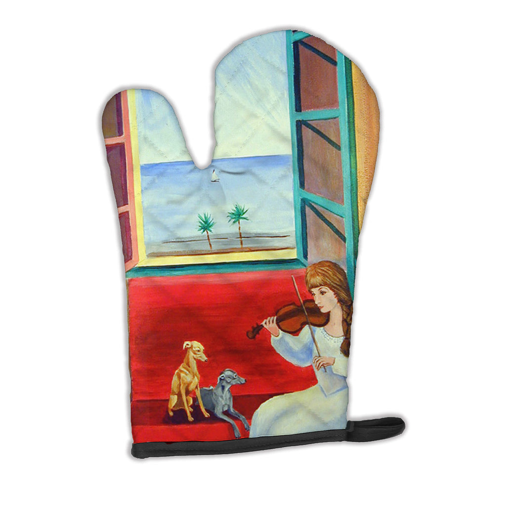 Italian Greyhounds and Violinist Oven Mitt Heat Resistant Thick Oven Mitt for Hot Pans and Oven, Kitchen Mitt Protect Hands, Cooking Baking Glove