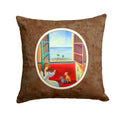 Italian Greyhounds and Violinist Decorative Throw Pillow 14x14 Indoor Outdoor Accent Cushion, Fabric Cover with Insert for Sofa, Bed, Porch & Living Room