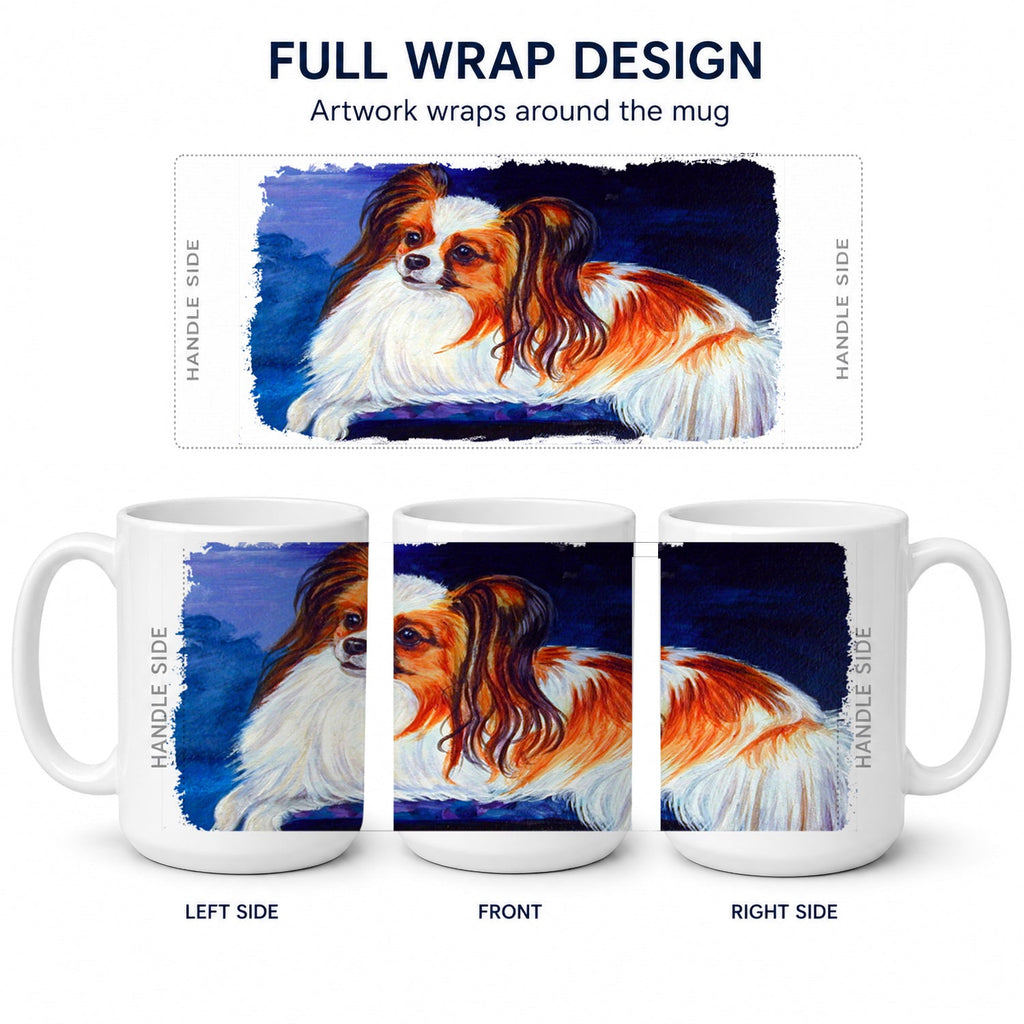 Papillon Ceramic Coffee Mug 15 oz Decorative Large C Handle Mug Cup for Tea, Cocoa Hot Chocolate