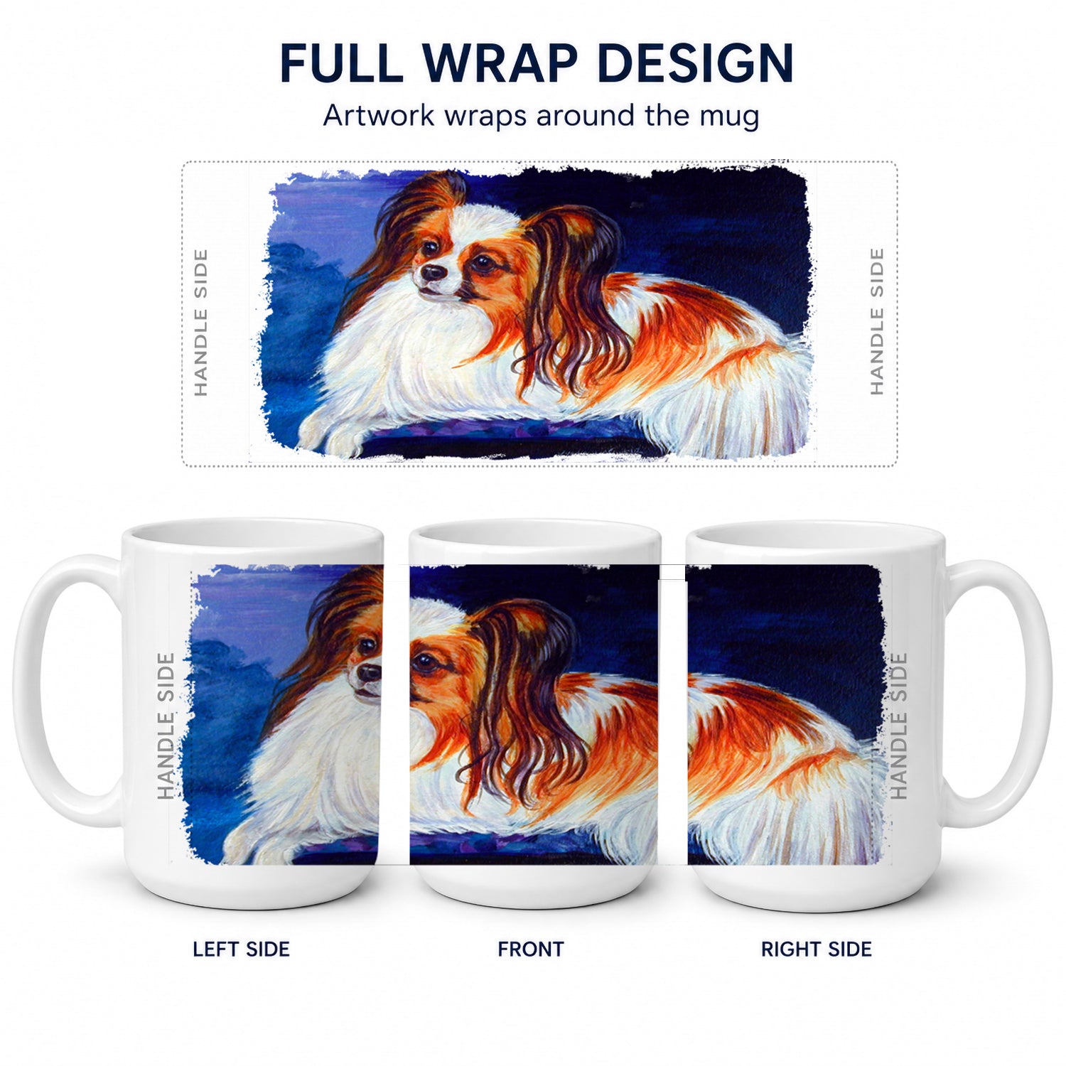 Papillon Ceramic Coffee Mug 15 oz Decorative Large C Handle Mug Cup for Tea, Cocoa Hot Chocolate