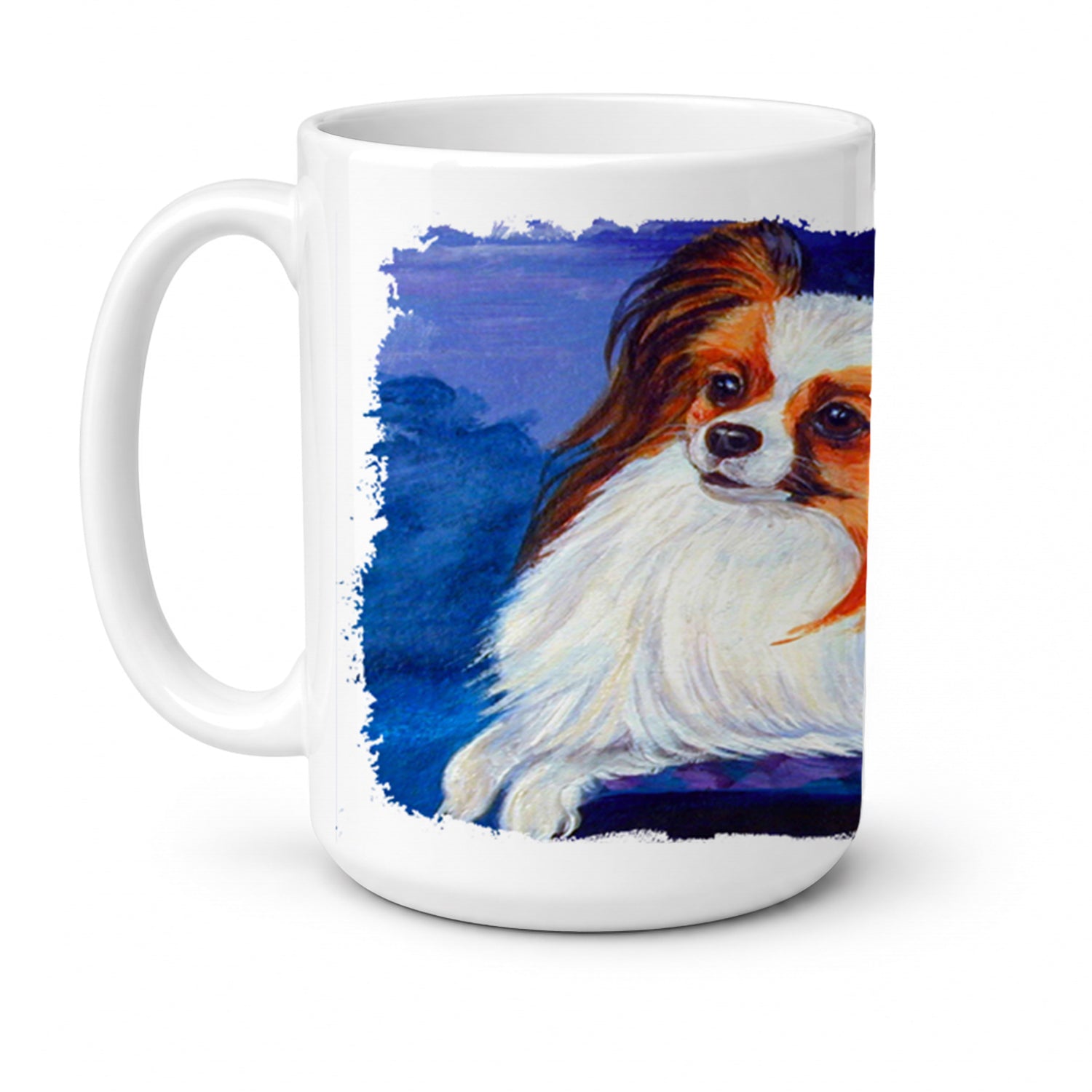 Papillon Ceramic Coffee Mug 15 oz Decorative Large C Handle Mug Cup for Tea, Cocoa Hot Chocolate