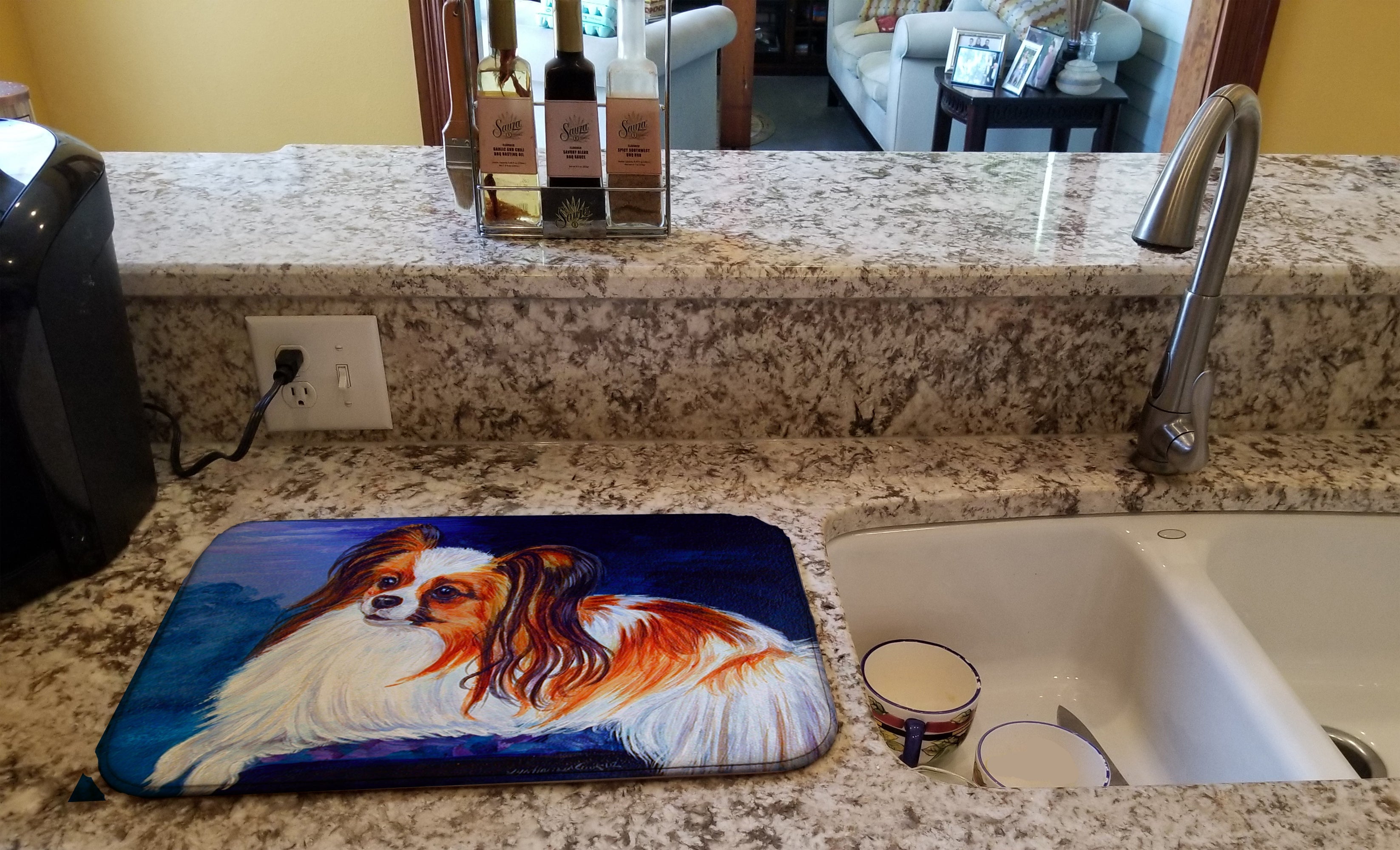 Papillon Dish Drying Mat Absorbent Dish Drying Mat Pad for Kitchen Counter Dish Drainer Mat for Countertop, 14 x 21", Multicolor