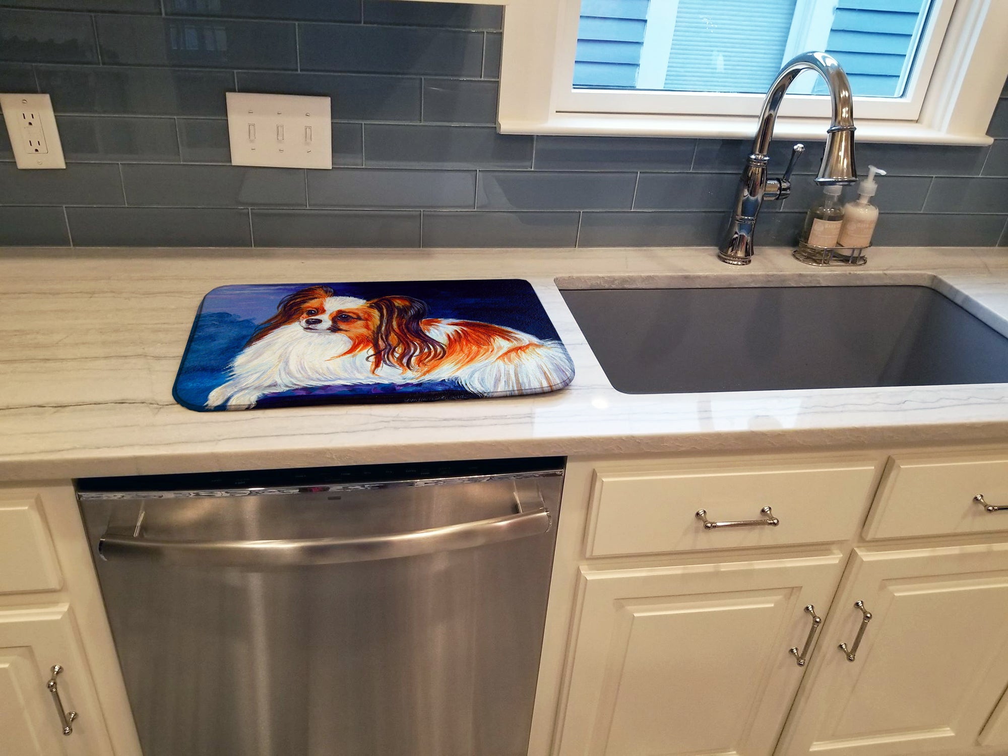 Papillon Dish Drying Mat Absorbent Dish Drying Mat Pad for Kitchen Counter Dish Drainer Mat for Countertop, 14 x 21", Multicolor