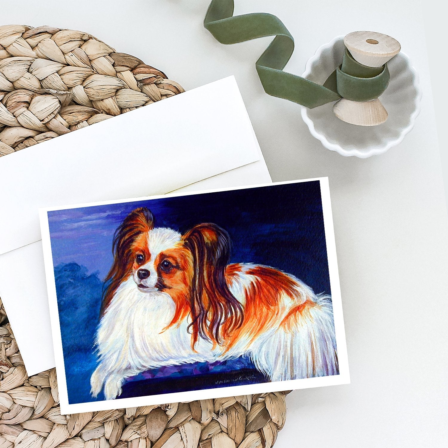 Papillon Greeting Cards Pack of 8 Blank Cards with Envelopes Whimsical A7 Size 5x7