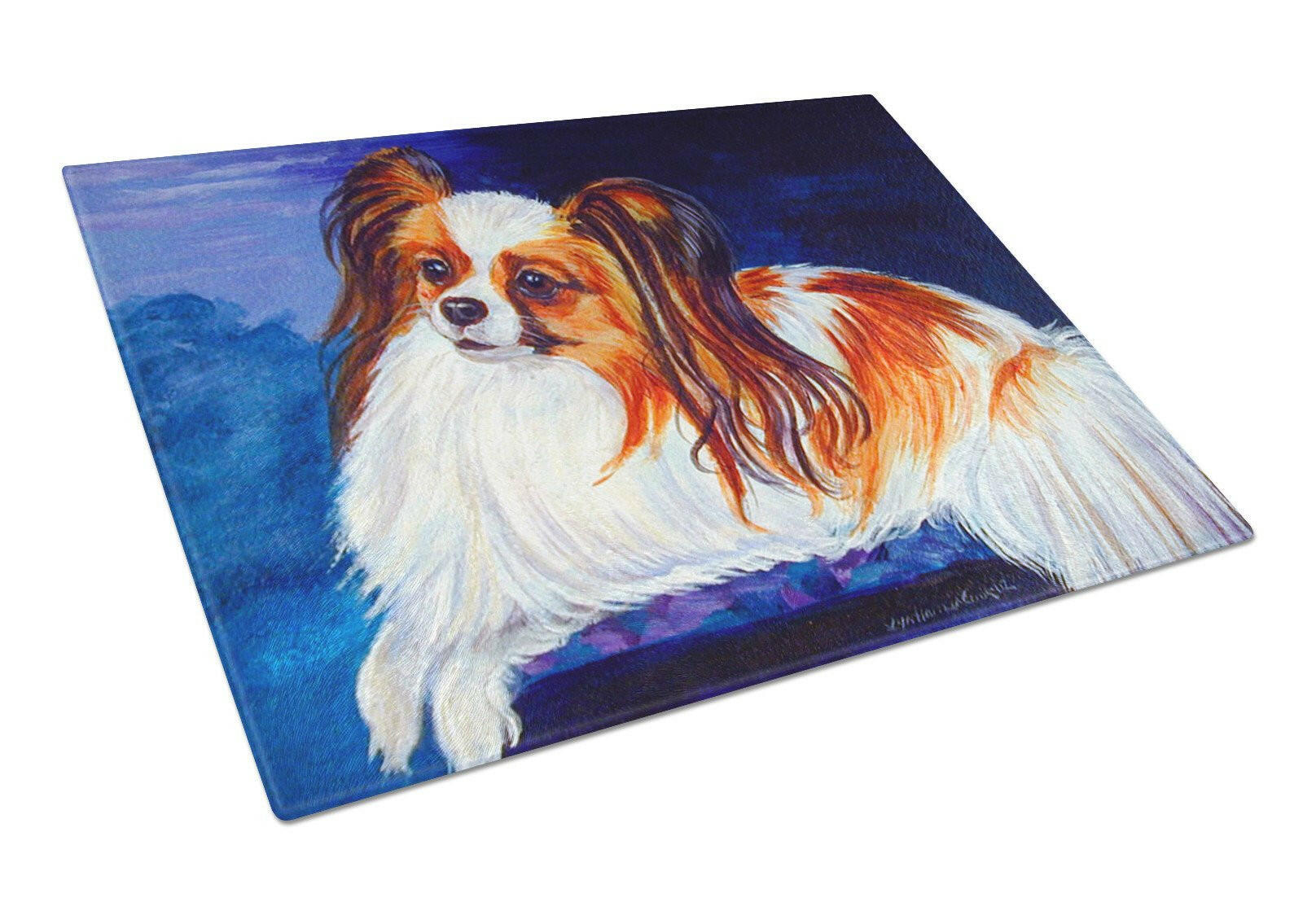 Papillon Cutting Board Tempered Glass Kitchen Cutting Surface, Heat Resistant Chopping, Non-Slip Feet, Food Prep & Serving