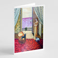 French Bulldog and lady Greeting Cards Pack of 8 Blank Cards with Envelopes Whimsical A7 Size 5x7