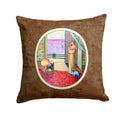 French Bulldog and lady Decorative Throw Pillow 14x14 Indoor Outdoor Accent Cushion, Fabric Cover with Insert for Sofa, Bed, Porch & Living Room