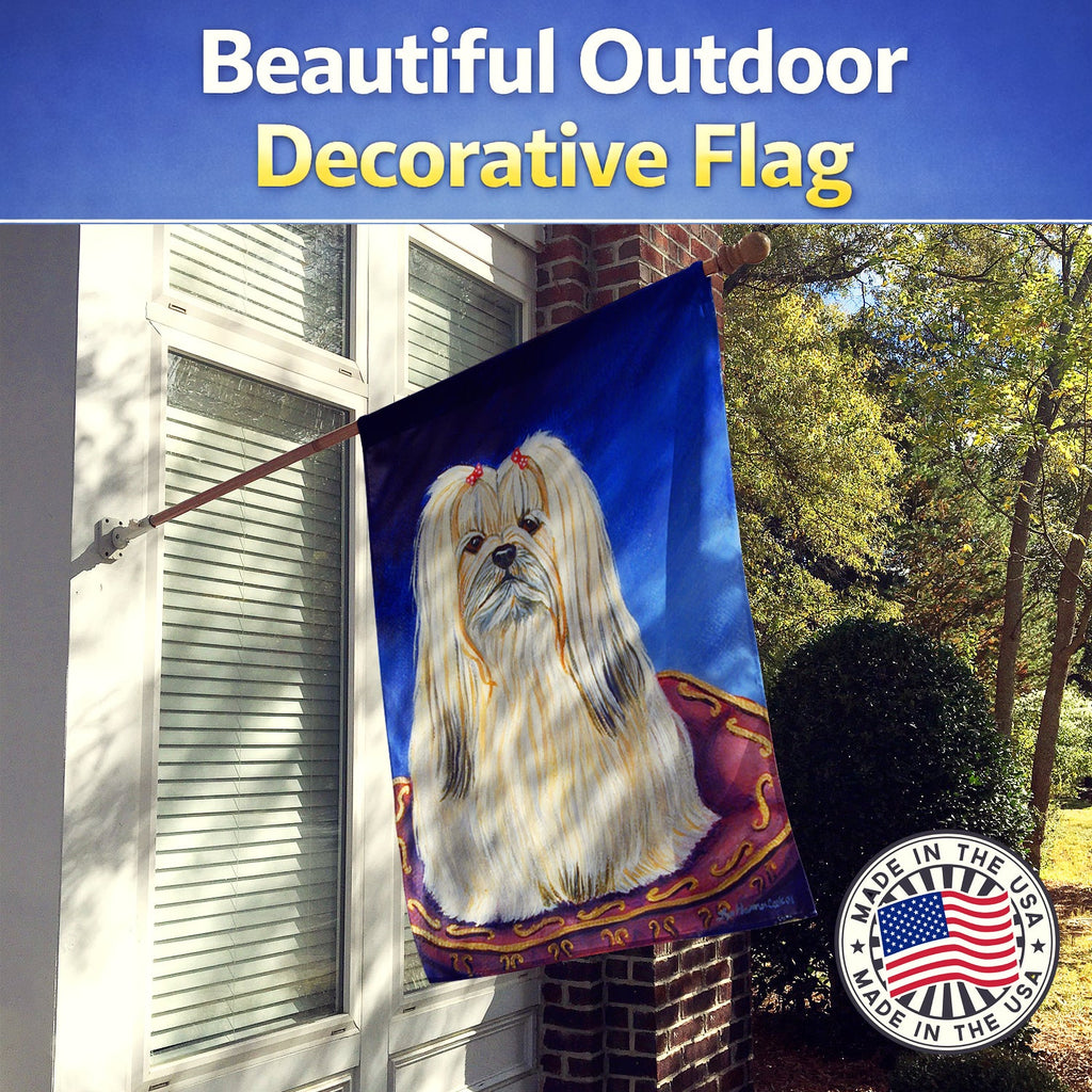 Lhasa Apso House Flag 28x40 Porch Sleeve Pole Decorative Outside Yard Banner Artwork Wall Hanging, Polyester