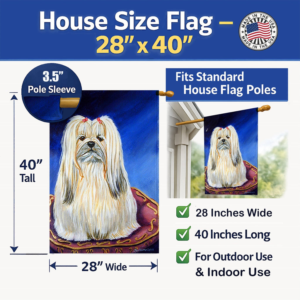 Lhasa Apso House Flag 28x40 Porch Sleeve Pole Decorative Outside Yard Banner Artwork Wall Hanging, Polyester