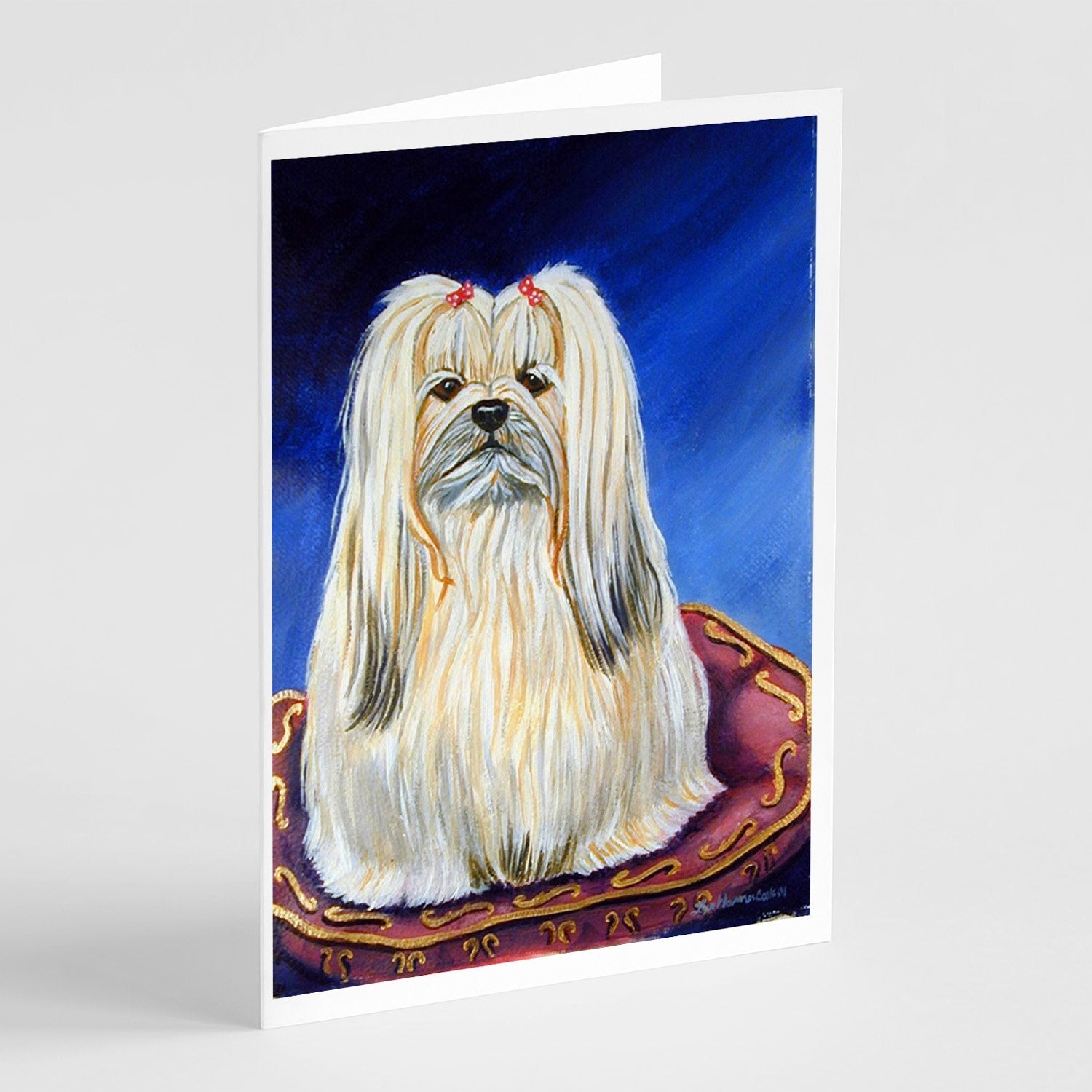 Lhasa Apso Greeting Cards Pack of 8 Blank Cards with Envelopes Whimsical A7 Size 5x7