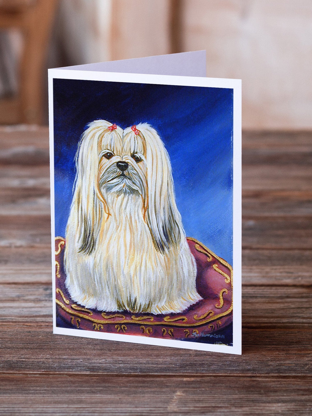 Lhasa Apso Greeting Cards Pack of 8 Blank Cards with Envelopes Whimsical A7 Size 5x7