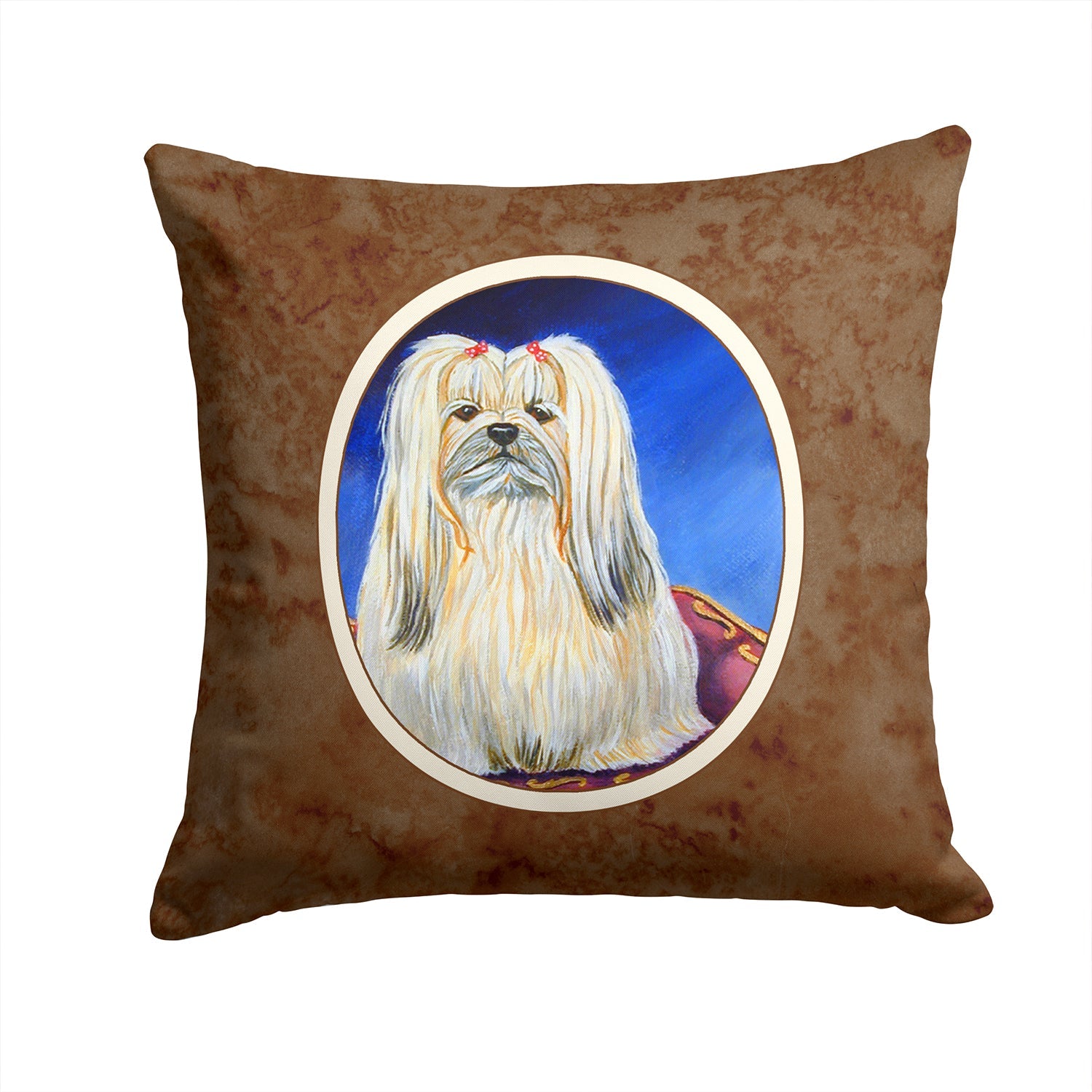 Lhasa Apso Decorative Throw Pillow 14x14 Indoor Outdoor Accent Cushion, Fabric Cover with Insert for Sofa, Bed, Porch & Living Room