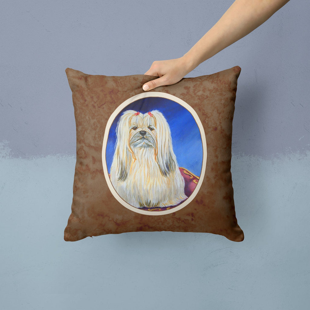 Lhasa Apso Decorative Throw Pillow 14x14 Indoor Outdoor Accent Cushion, Fabric Cover with Insert for Sofa, Bed, Porch & Living Room