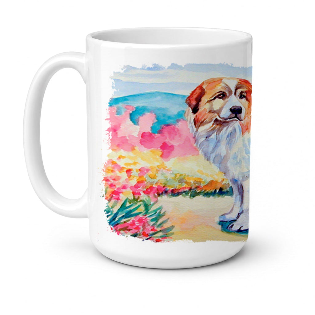 Great Pyrenees Ceramic Coffee Mug 15 oz Decorative Large C Handle Mug Cup for Tea, Cocoa Hot Chocolate
