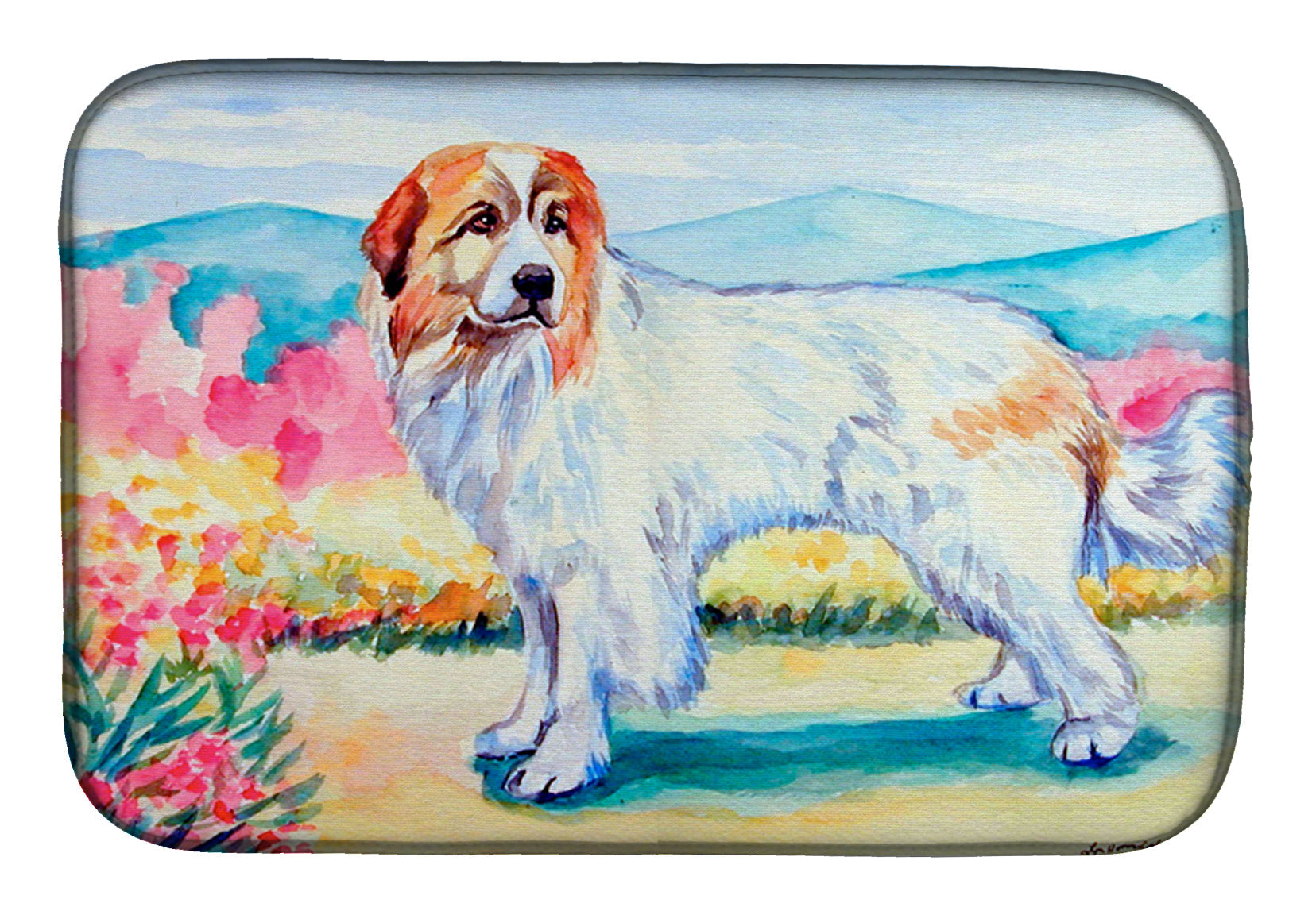 Great Pyrenees Dish Drying Mat Absorbent Dish Drying Mat Pad for Kitchen Counter Dish Drainer Mat for Countertop, 14 x 21", Multicolor