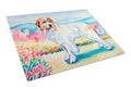 Great Pyrenees Cutting Board Tempered Glass Kitchen Cutting Surface, Heat Resistant Chopping, Non-Slip Feet, Food Prep & Serving