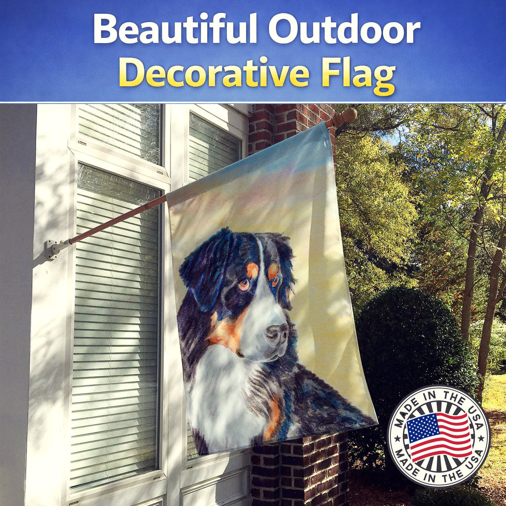 Bernese Mountain Dog House Flag 28x40 Porch Sleeve Pole Decorative Outside Yard Banner Artwork Wall Hanging, Polyester